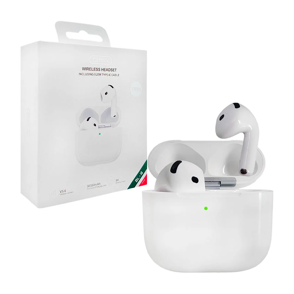 Audifonos byz diseño compacto inalámbricos + estuche de carga / bl-i6
