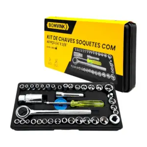 Kit de herramientas con llave de trinquete, desarmador y dados interc…