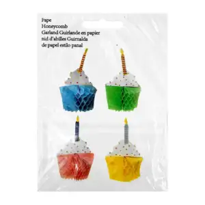 Paquete con 6 adornos 3d de papel china en forma de cupcake, variedad…