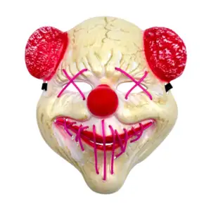 1pza Máscara de plástico de payaso con orejas y luz led, perturbadora…