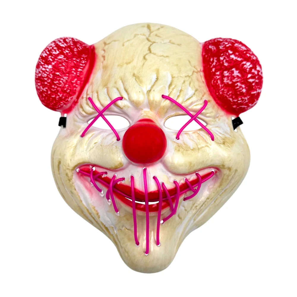1pza Máscara de plástico de payaso con orejas y luz led, perturbadora…