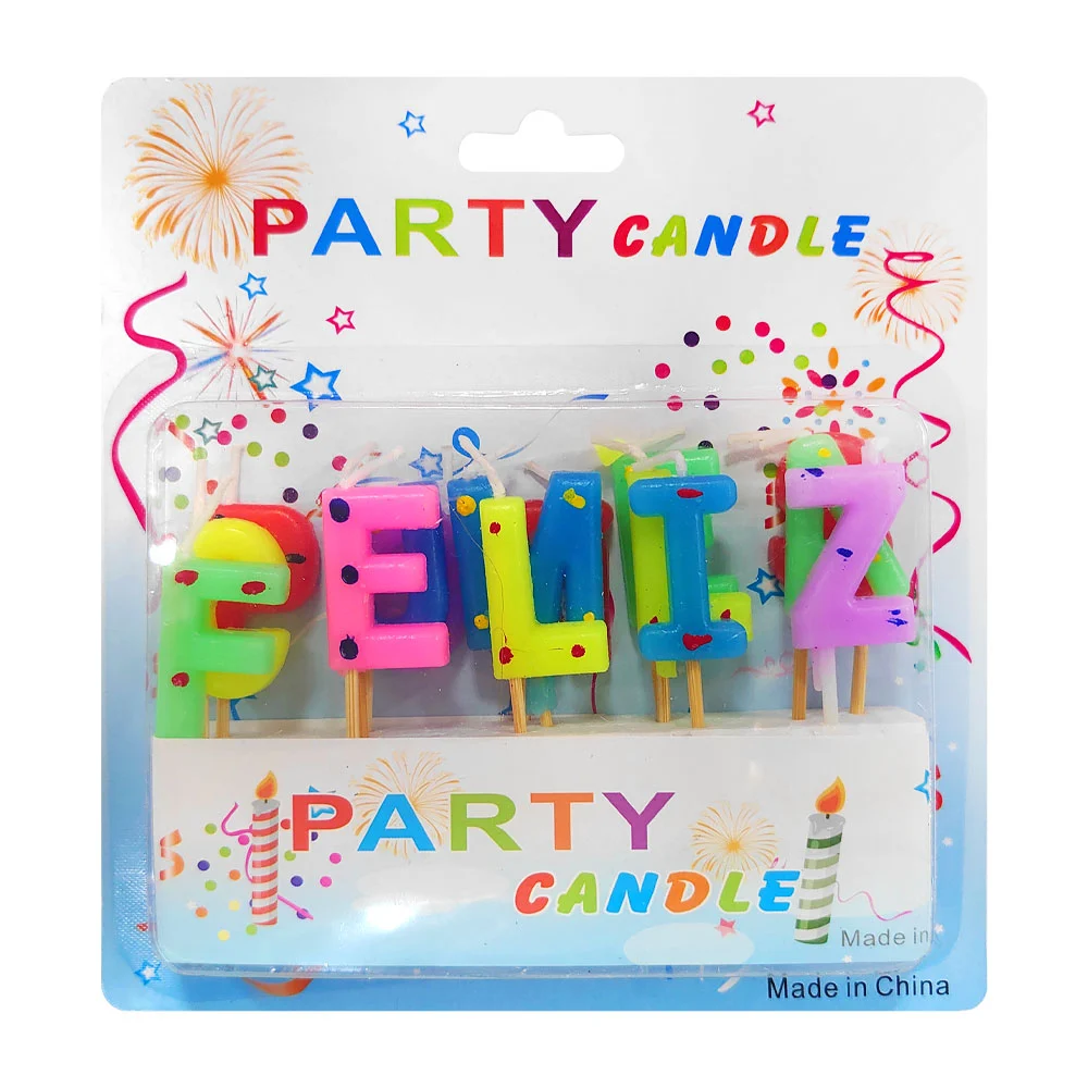 Blíster con 15 velas de colores en forma de letras con frase felíz cu…