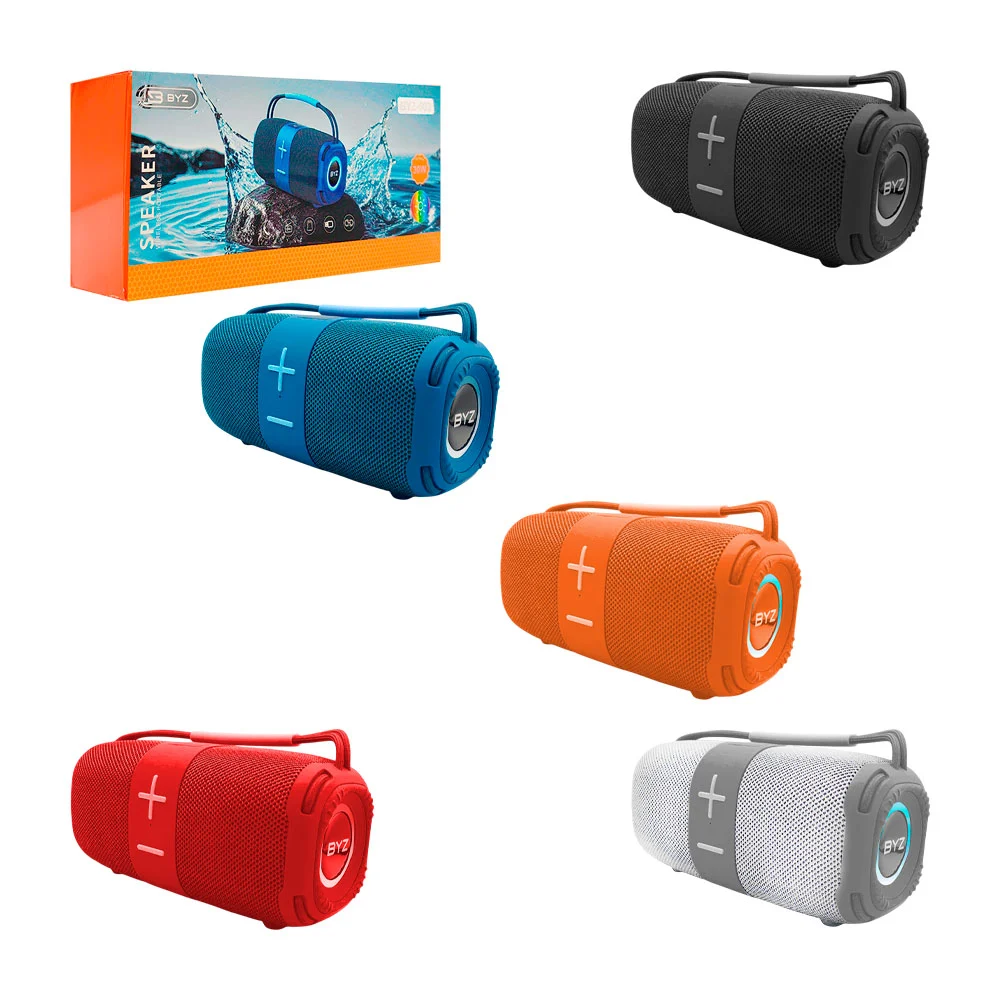 Bocina byz rectangular inalámbrica portátil con sonido 360° y luz rgb…