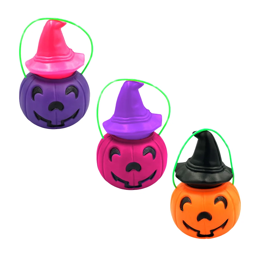 Calabaza mediana con gorro de bruja y sonrisa para pedir dulces, 10cm…