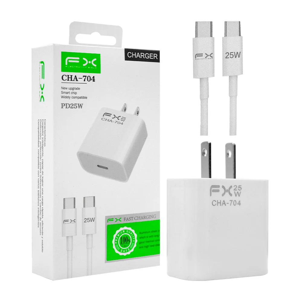 Combo cargador de carga rápida con cubo de 25w y cable de tipo c a ti…