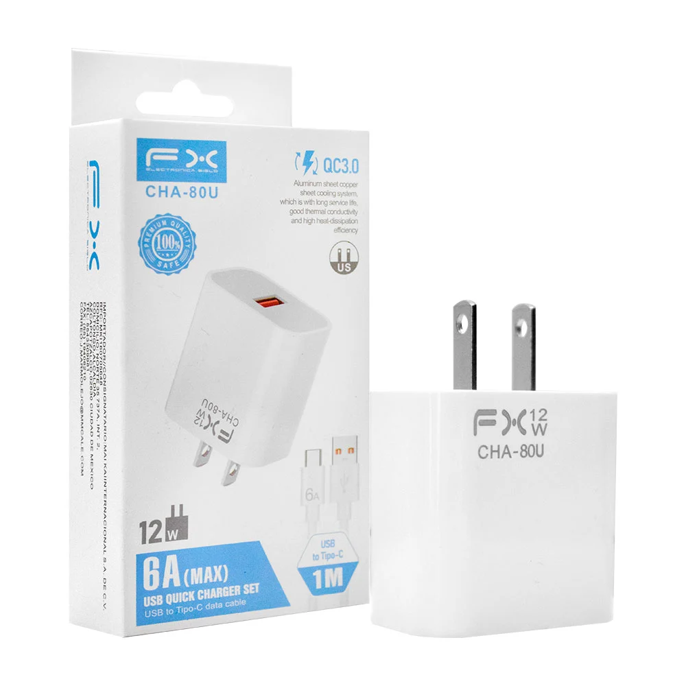 Combo cargador  con 1 cubo de carga rápida de 12w y cable tipo c / ch…