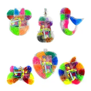 Estuche transparente con ligas para hacer pulseras, variedad de diseñ…