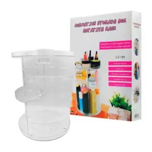 1pza Organizador circular de plastico transparente con base rotable /…