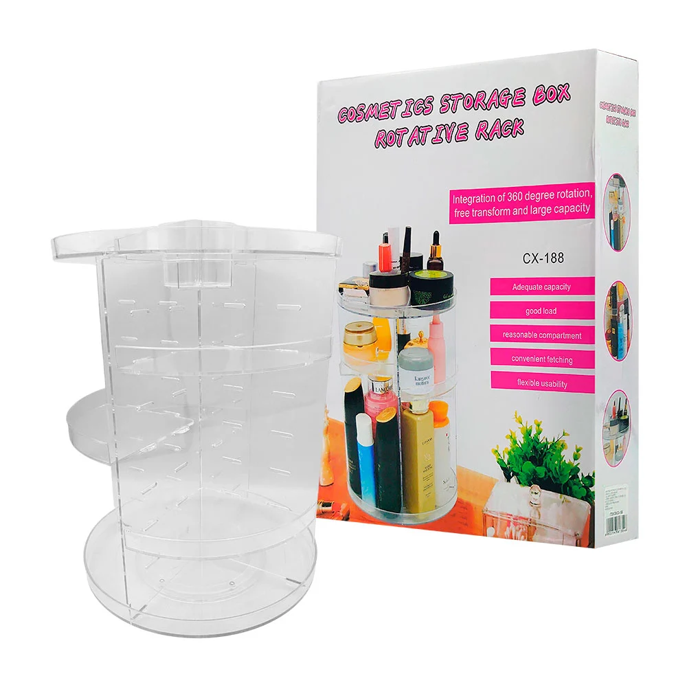 1pza Organizador circular de plastico transparente con base rotable /…