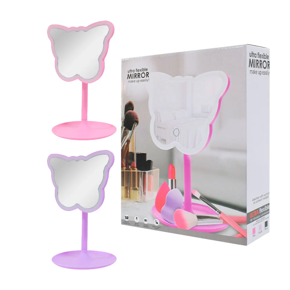 Espejo en forma de mariposa con base para escritorio y luz led, color…