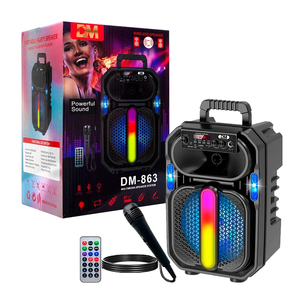 Bocina d&m portátil, recargable con luz led, control y micrófono / dm…