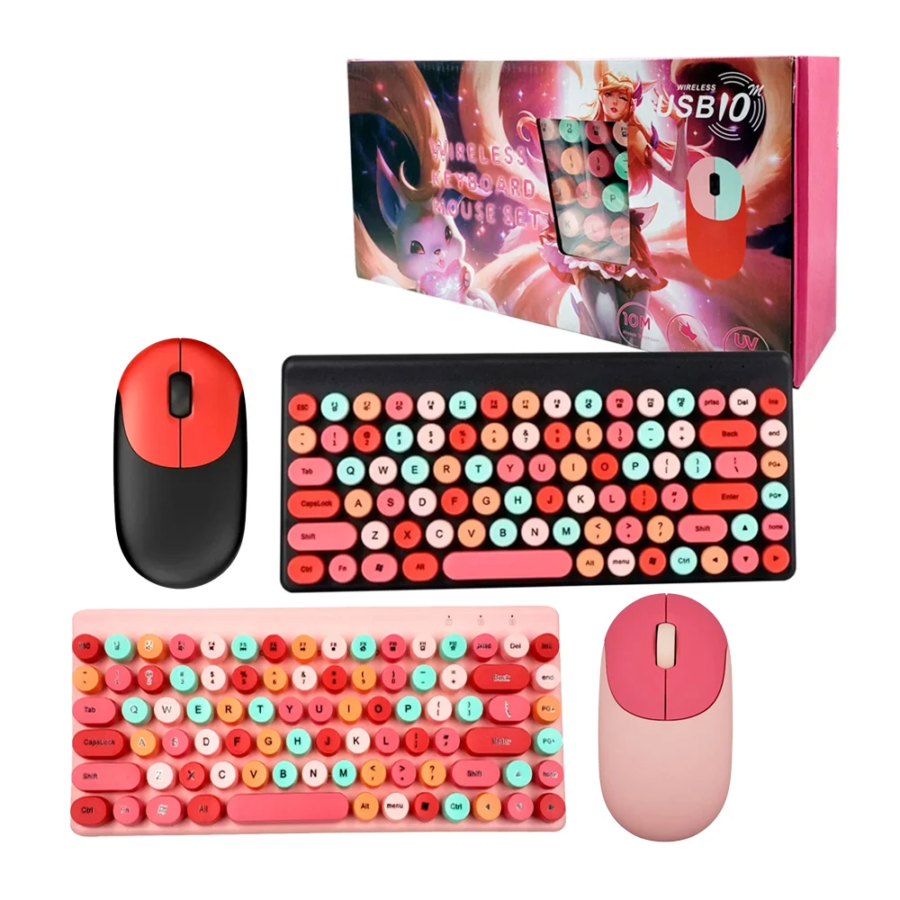 Juego de teclado mecánico y mouse inalámbrico para computadora en col…