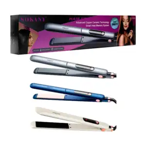 Plancha delgada para el cabello, profesional, con mini botón y placas…