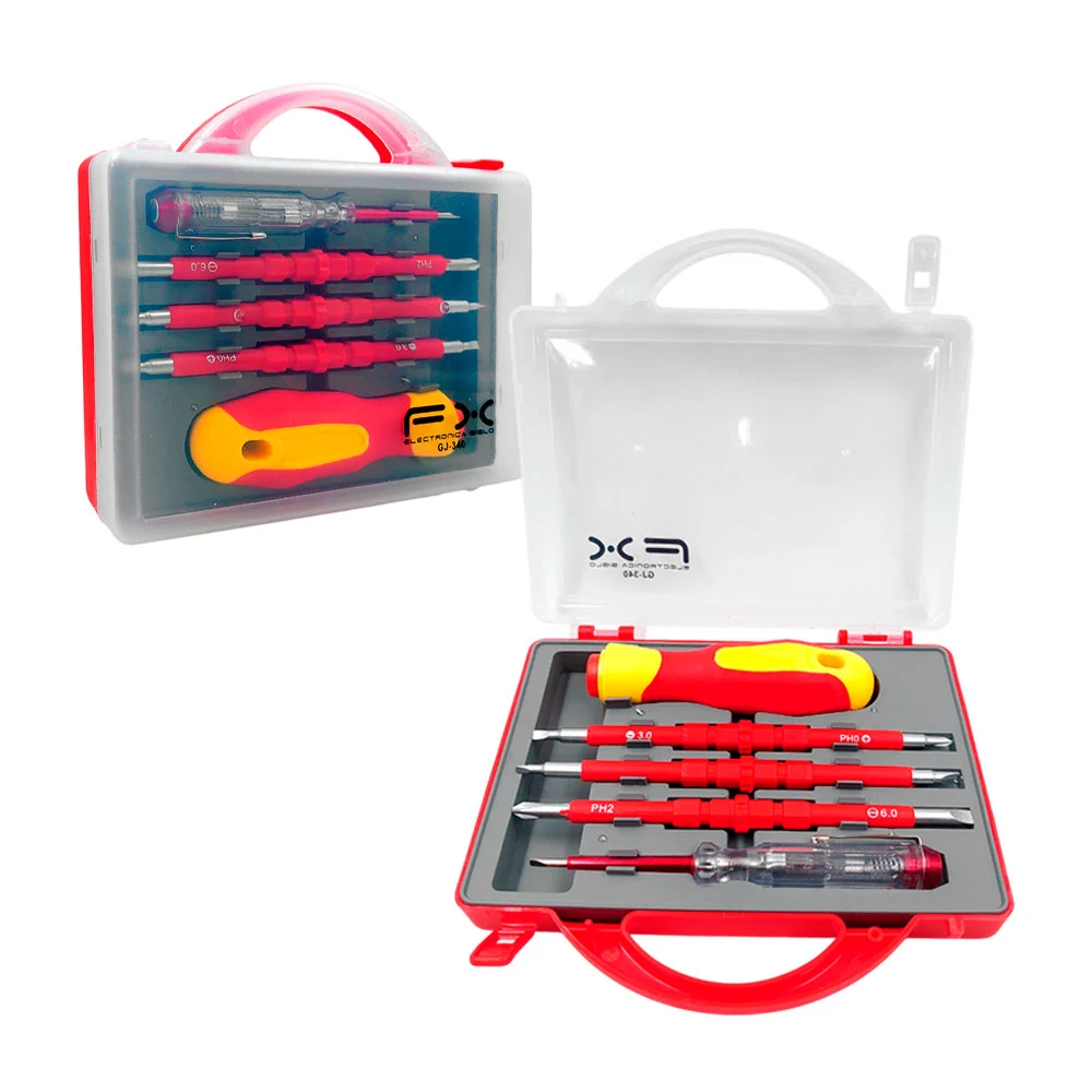 Estuche de desarmador grande con 6 puntas intercambiables y mini dest…