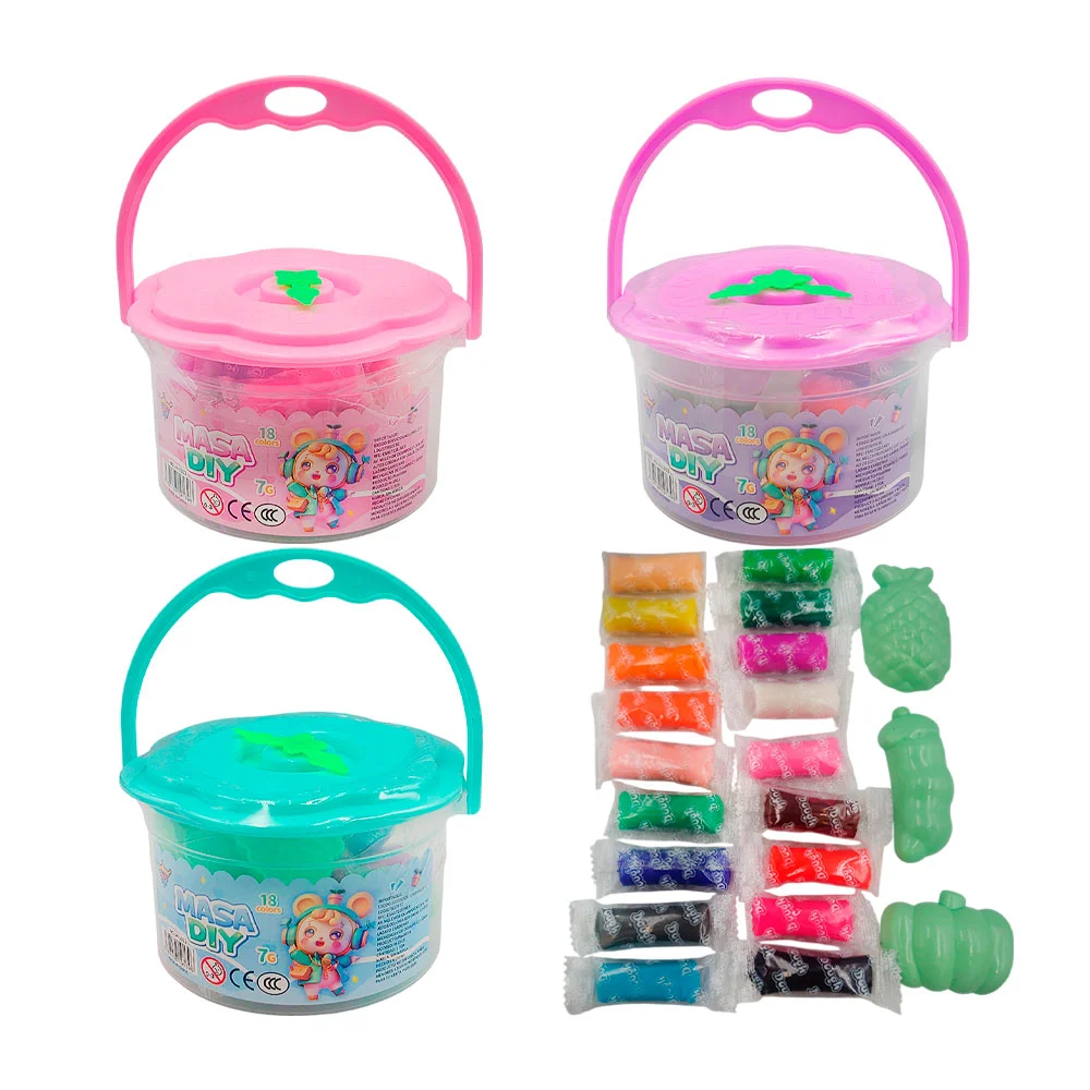Bote en forma de flor-reloj con 18 masitas de colores y 3 moldes / ma…