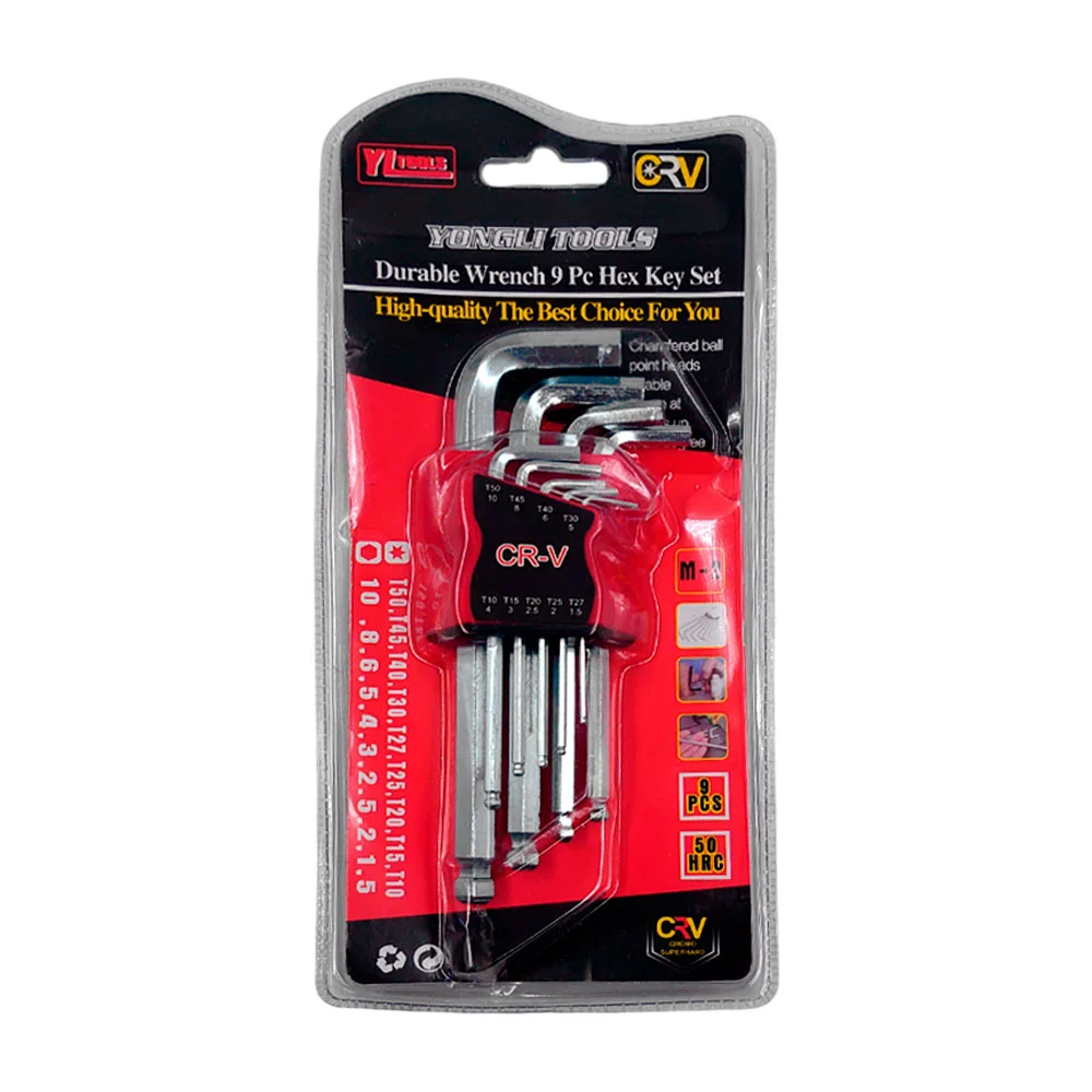Juego con 9 llaves allen metálicas de diversas medidas / yongli tools…