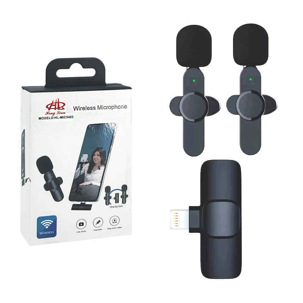 Micrófono doble inalámbricos hl de solapa con entrada lightning / mic…