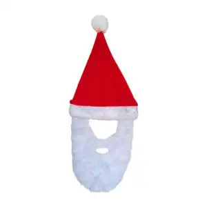 1pza Gorro navideño con pompón afelpado y barba para disfraz de santa…