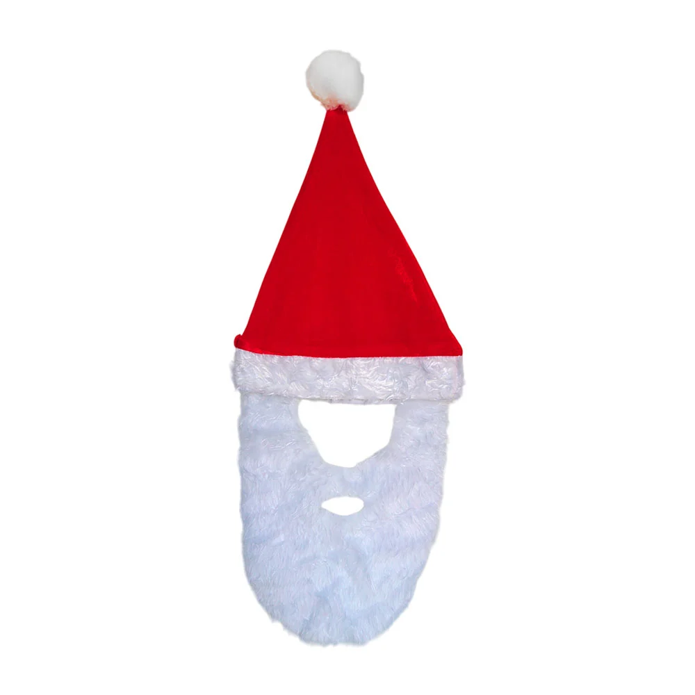 1pza Gorro navideño con pompón afelpado y barba para disfraz de santa…