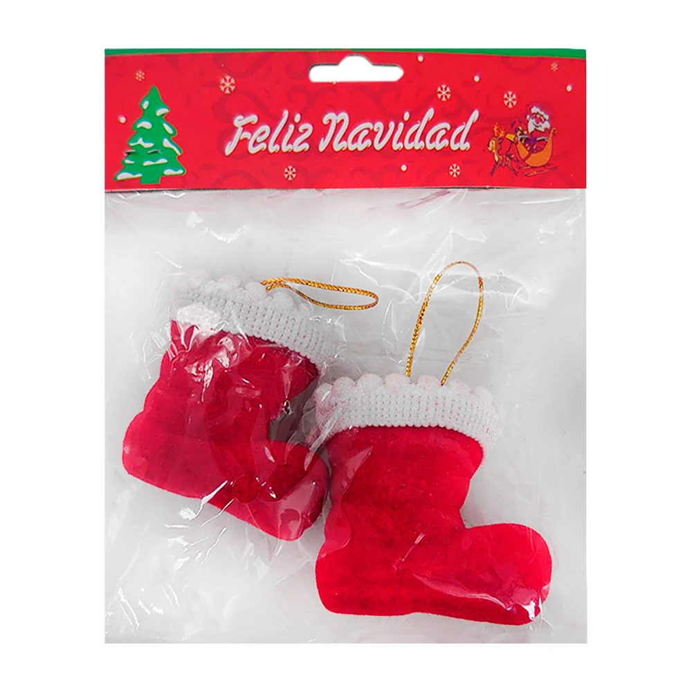 Paquete con 2 adornos colgantes con forma de botas aterciopeladas nav…