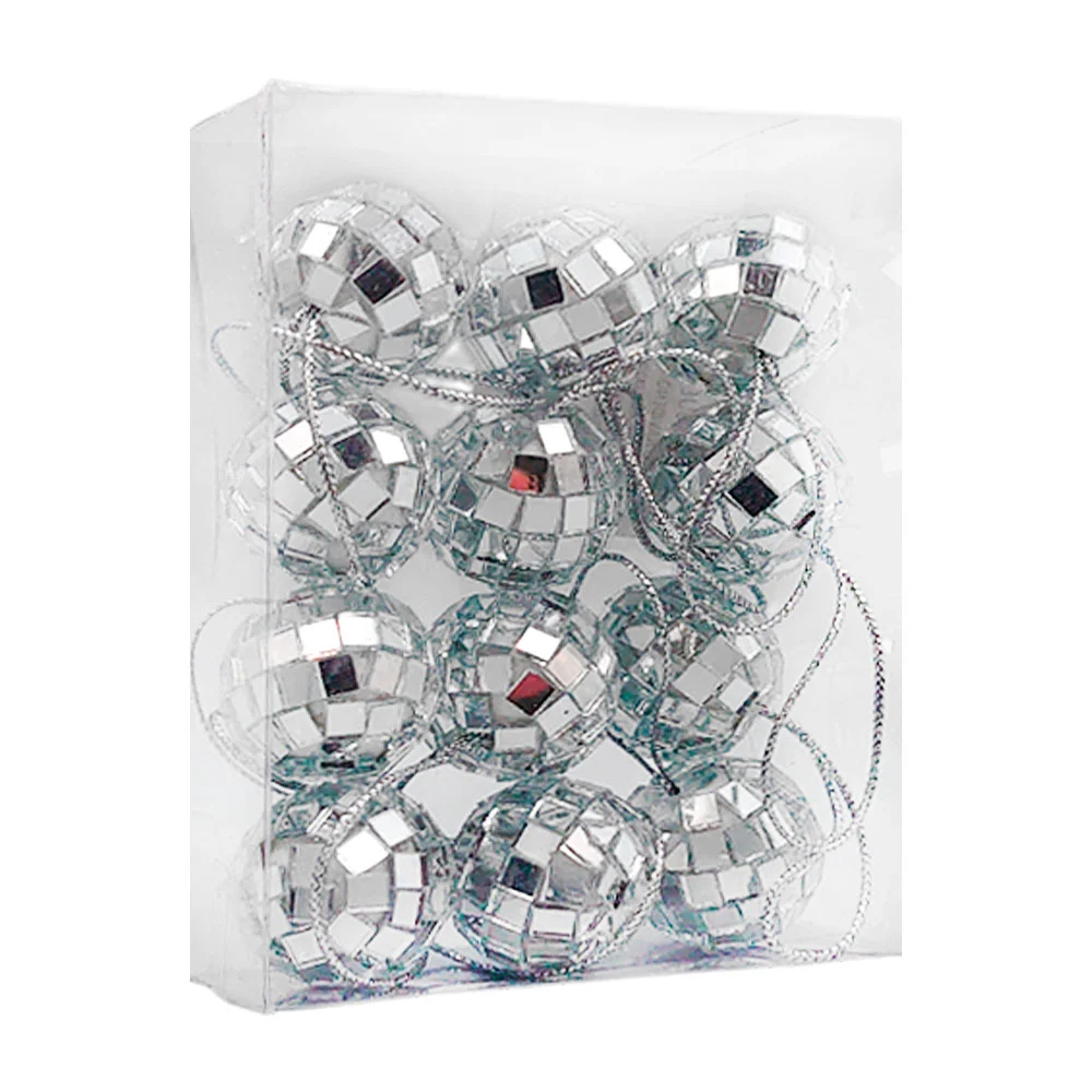 Paquete con 12 mini esferas navideñas de 2cm con diseño de bolas disc…
