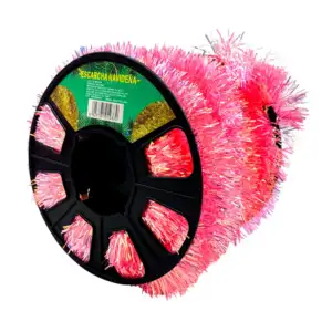 Rollo de 20 metros x 7cm de escarcha navideña en color rosa fluoresce…