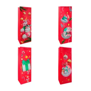 1pza Bolsa de regalo navideña con detalle 3d para botella de vino, 12…