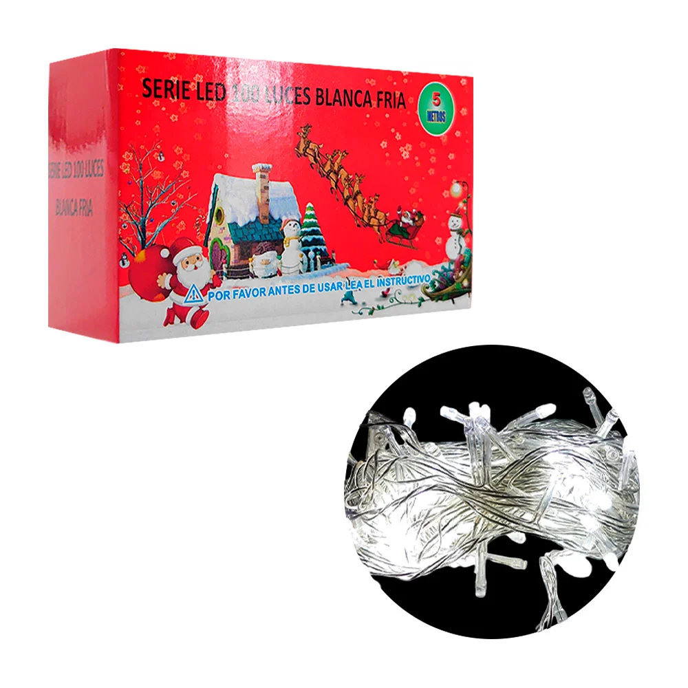 Serie navideña de 5m con cable transparente y 100 luces en color blan…