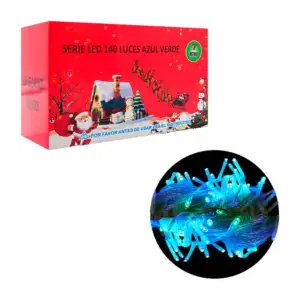 Serie navideña de 7m con cable transparente y 140 luces en color azul…