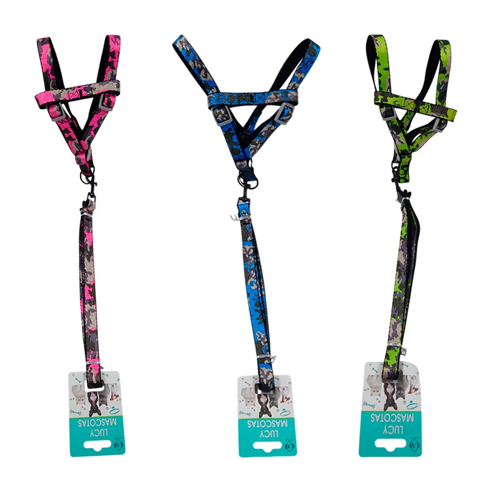 Set correa + arnés chico, estampado de camuflaje, broches de segurida…