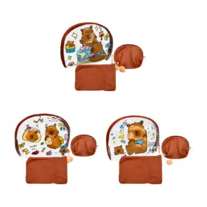 Juego de 3 cosmetiqueras, 1 transparente con decoración de pompones, …