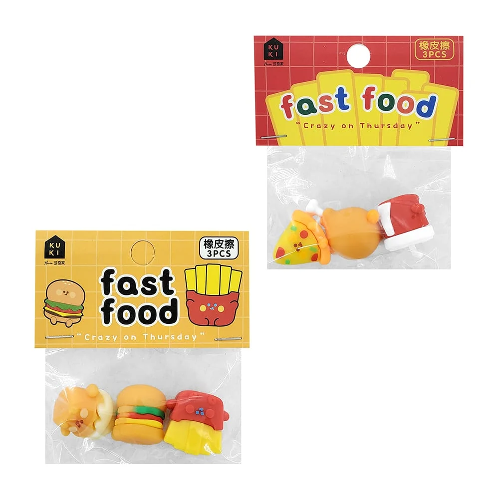 Paquete con 3 mini gomas borradores en forma de alimentos, variedad d…