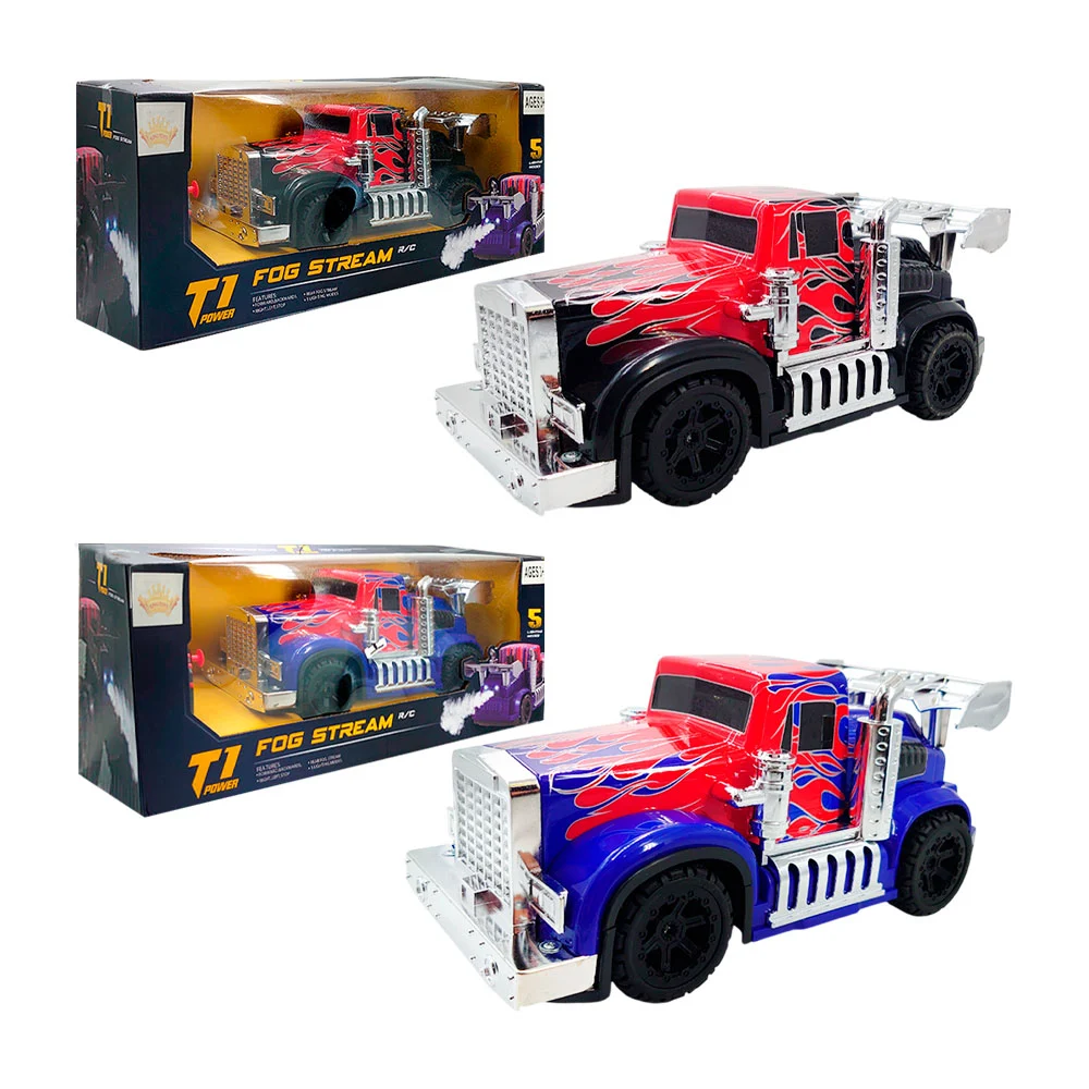 Carro trailer a control remoto con lanzador de spray y luces / fog st…
