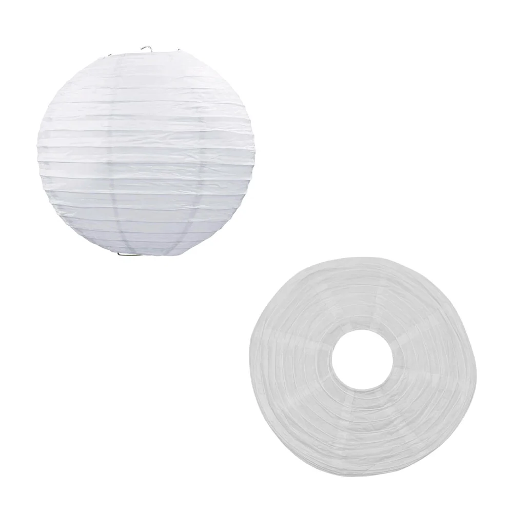 Pantalla tipo farol de papel china del #12 en color blanco / 3e