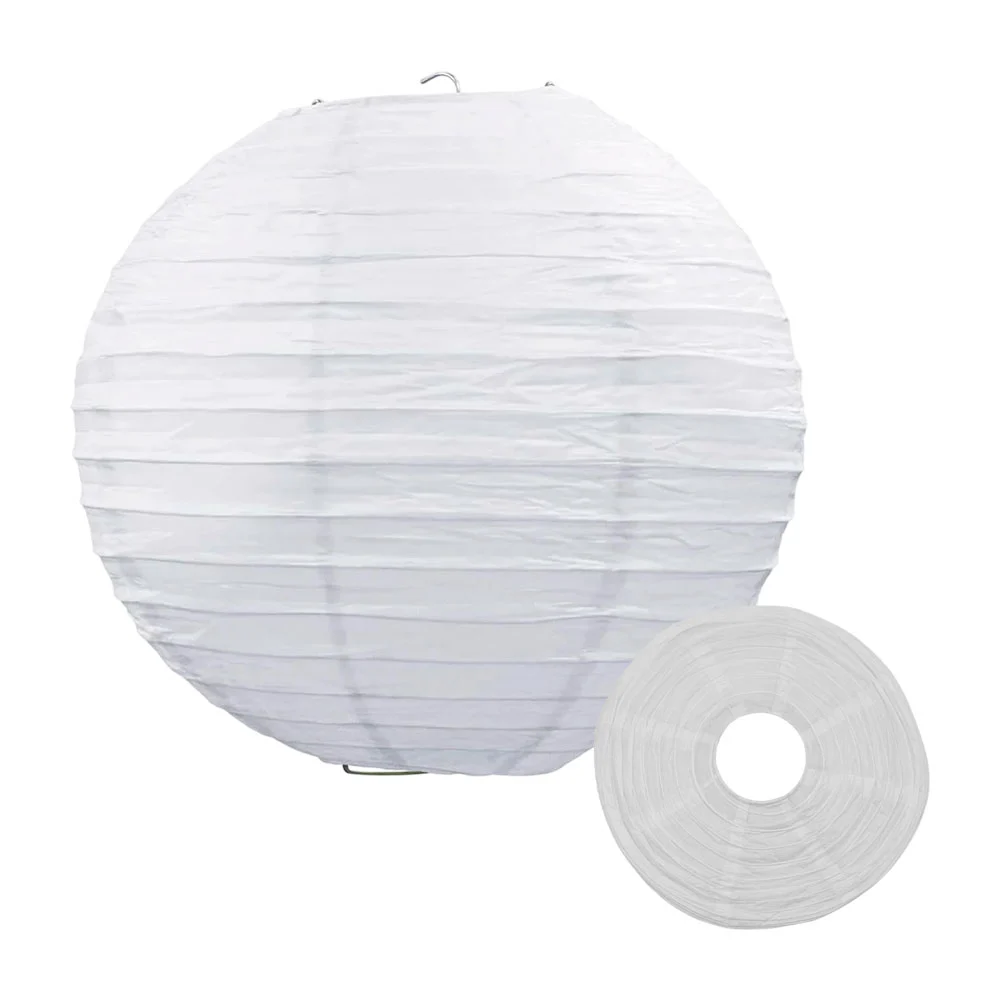 Pantalla tipo farol de papel china del #14 en color blanco / 3g