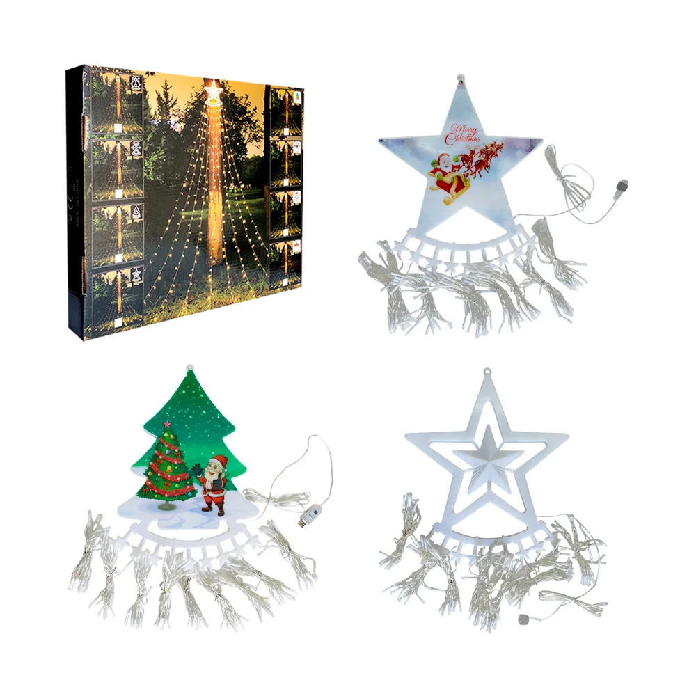 Serie luces led rgb tipo lluvia de 2 metros con árbol navideño o estr…