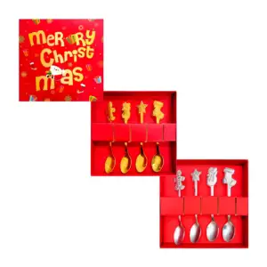 Juego de 4 cucharas metálicas con diseño en forma de personajes navid…