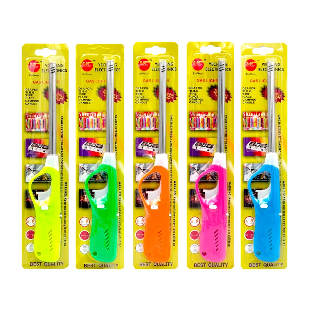 Encendedor antorcha alargado rellenable con mango ergonómico, variedad