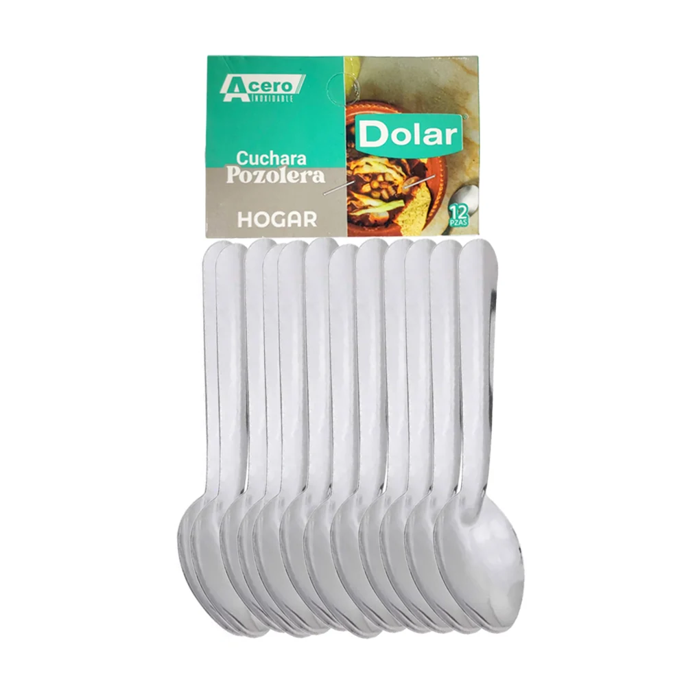 Paquete con 12 cucharas de acero inoxidable, mango amplio con diseño …
