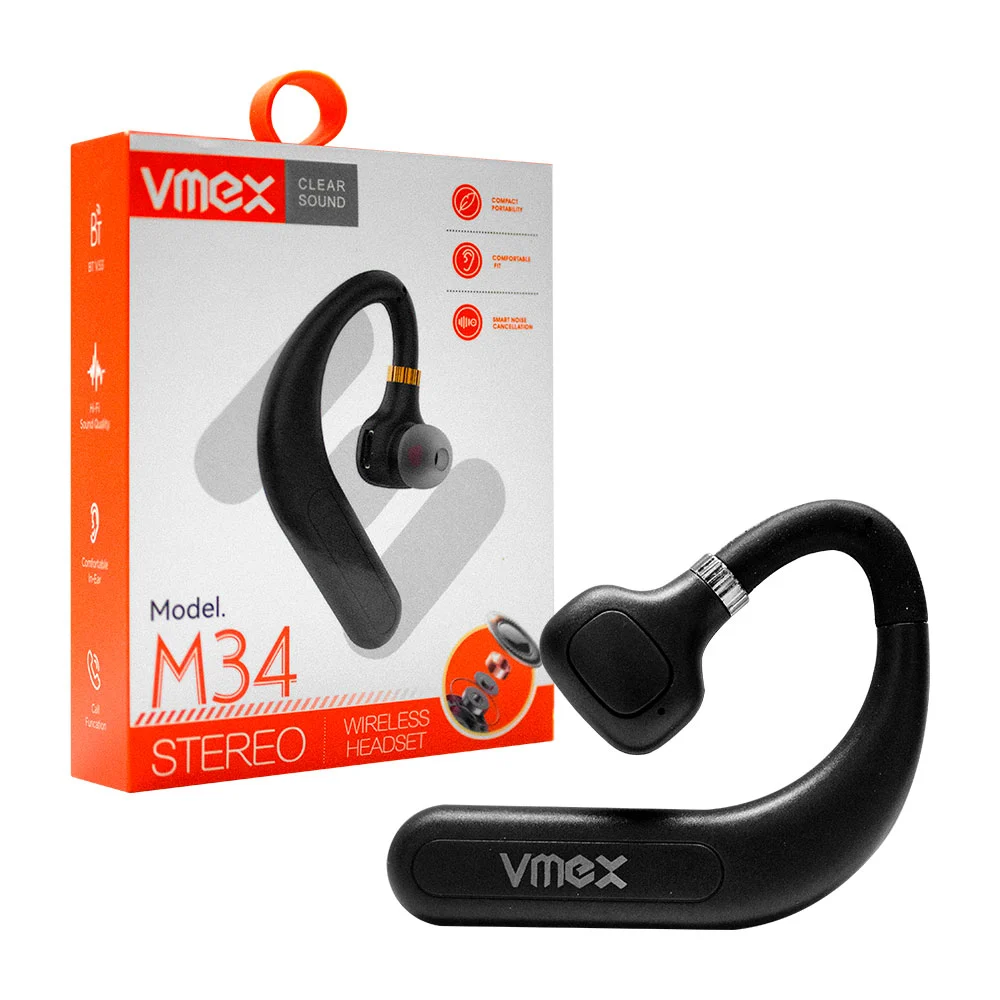 Audífono deportivo manos libres inalámbrico con diseño ergonómico, vmex / m34