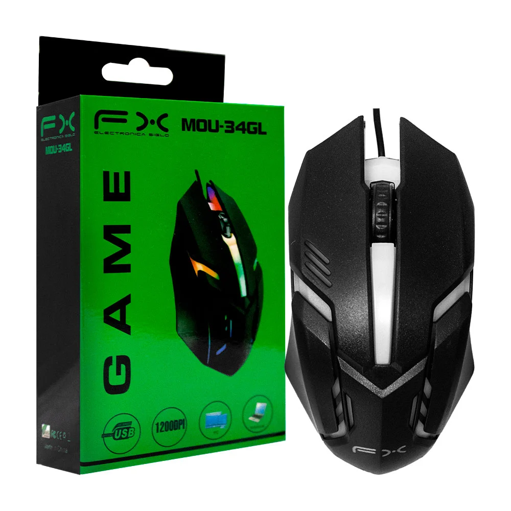1pza Mouse / ratón alámbrico gamer, con iluminación rgb y diseño ergo…