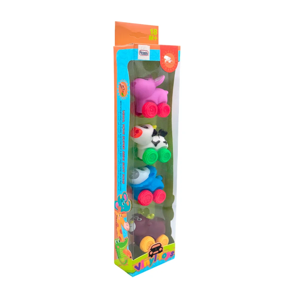 Paquete con 4 mini carritos suaves en forma de animales, variedad de …