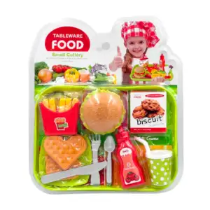 Blíster de comida rápida con galletas, waffles, papas fritas y hambur…