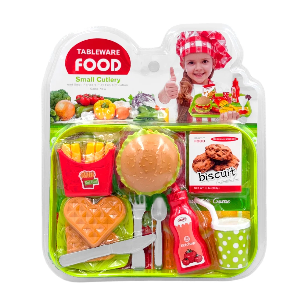 Blíster de comida rápida con galletas, waffles, papas fritas y hambur…