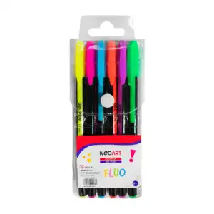 Paquete con 6 plumas en tono neón con punta fina de 1.0mm, color surt…