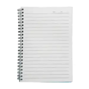 Libreta mediana de pasta transparente, doble espiral  y 80 hojas raya…