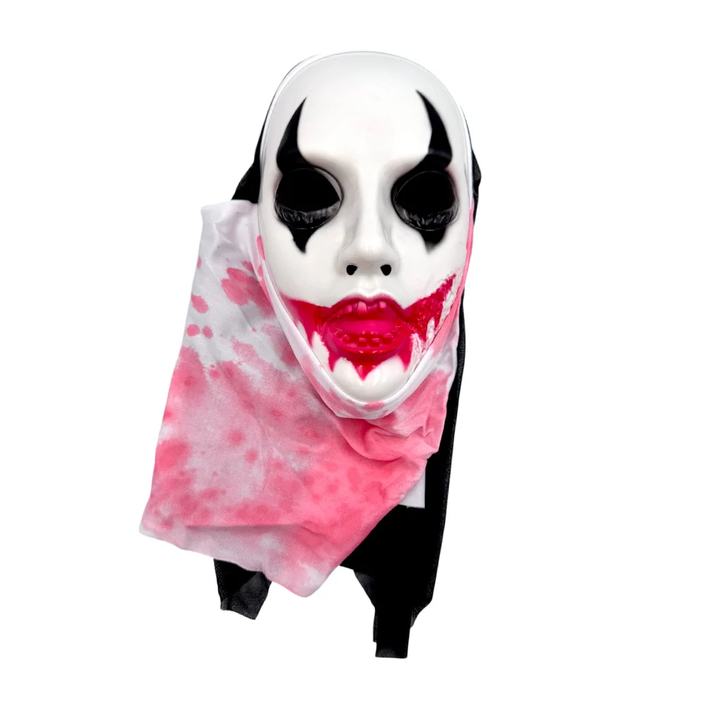 Máscara de monja payaso terrorífico con manchas de sangre / pt11514