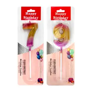 Vela de cumpleaños numérica multicolores metálicos, variedad / qlz0034