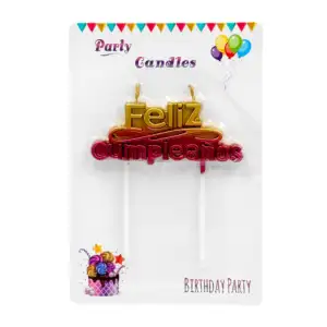 1pz vela feliz cumpleaños bicolor con doble mecha, color surtido / ql…
