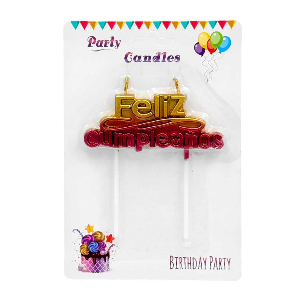1pz vela feliz cumpleaños bicolor con doble mecha, color surtido / ql…
